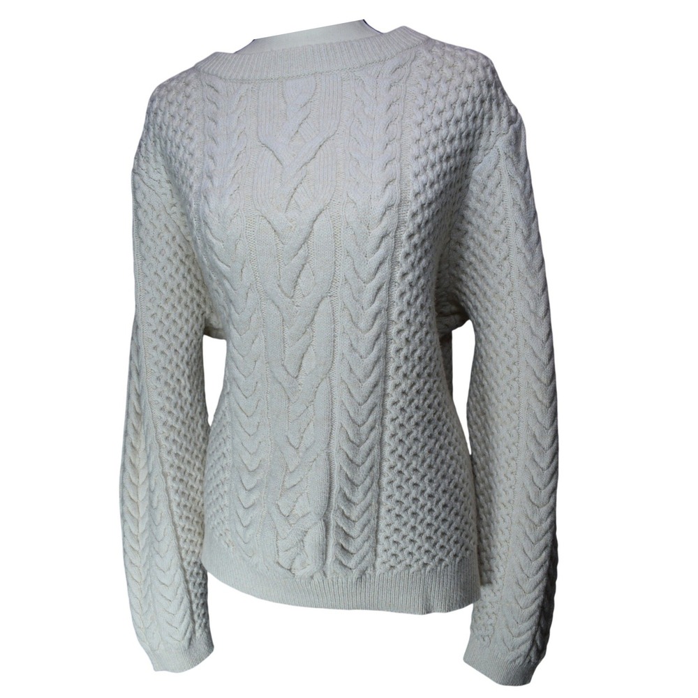 Nili Lotan x Target Cream Cable Knit Crew Neck Sweater Plus Size 1X Off White